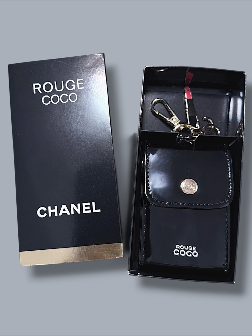 CHANEL Rouge Coco Patent Lipstick Pouch Charm Case + Box only